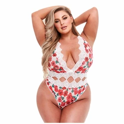 Baci - White Floral & Lace Teddy Queen Size