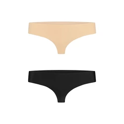 Bye Bra - Invisible Thong (Nude & Black 2-Pack) S