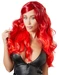Wig red wavy long